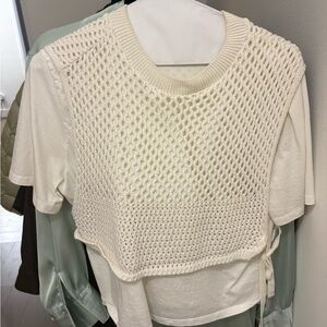 Zara Cream Knit Overlay Top
